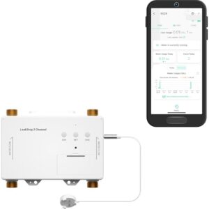 YoLink LeakStop 2 Washing Machine Leak Detector with Auto Shut-Off, Hot & Cold Water Valves, Flow Monitoring, 2 AA Battery Powered, LoRa Smart System, Hub Required