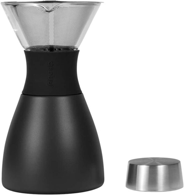asobu Black Insulated Pour Over Coffee Maker (32 oz.) Double-Wall Vacuum, Stainless-Steel Filter, Stays Hot Up to 12 Hours (Black) - Image 7