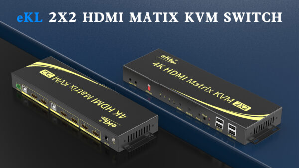 eKL Matrix Dual Monitor KVM Switch 2x2 HDMI 4K@60Hz 4:4:4 HDCP 2.2 Supports Extended Didplay and PC1 PC2 Display on 2 Monitors Separately - Image 8