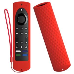for 2023 Fire TV Stick 4K Max (2nd Gen) /Omni Series/Insignia/Toshiba/Fire TV 2-Series/4-Series- Alexa Voice Remote Control Silicone Cover with Lanyard（Red）