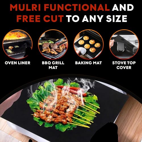 3 Pack Non-Stick Heavy Duty Oven Liners Set for Bottom of Electric Oven by Grill Magic - Thick, Heat Resistant Fiberglass Mat - Easy to Clean, Reduce Spills, Stuck Foods & Clean Up - BPA Free - Image 5