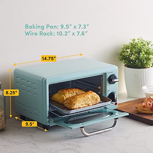 Elite Gourmet by Maximatic Americana Collection ETO147M Diner 50’s Retro Countertop Toaster oven, Bake, Toast, Fits 8” Pizza, Temperature Control & Adjustable 60-Minute Timer 1000W, 2 Slice, Mint - Image 3