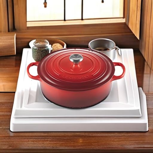 Le Creuset Enameled Cast Iron Signature Round Wide Dutch Oven, 6.75 qt., Cerise - Image 3