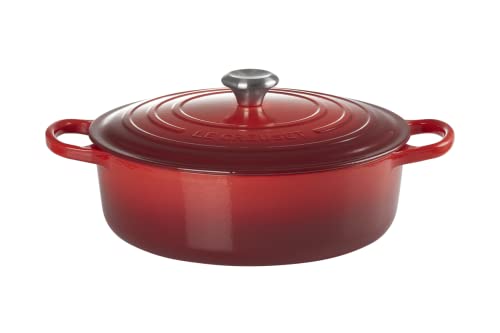 Le Creuset Enameled Cast Iron Signature Round Wide Dutch Oven, 6.75 qt., Cerise - Image 4