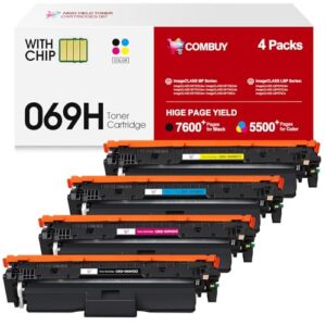 069H Toner Cartridge Set 4 Pack High Yield Replacement for Canon 069 069H Toner Cartridge Works for Canon Color imageCLASS MF753cdw MF751Cdw LBP674Cdw MF752Cdw LBP673Cdw Printer (B/C/M/Y)