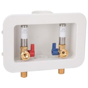 [1 Piece] Lingmfg Washing Machine Outlet Box Sweat Thread with Hammer Arrestors and 2 inch Central Drain, 1/2 inch Thread, 1/2 inch Copper Sweat, Connection 3/4 inch Washing Machine Hoses