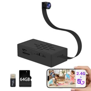 1080P Camera DIY Module, 2.4G WiFi Nanny Cam with Motion Detection 140° Wide Angle, Portable Mini Camera Module for Home Security (5G/2.4G WiFi with 64G Card – Built-in 1500 mah Battery)