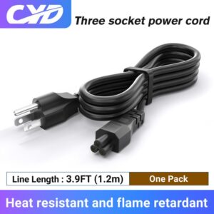 10FT(3m) Long Laptop Power Cord, 3 Prong Mickey Mous AC Power Cord Compatible with HP, Lenovo, Samsung, Acer, Dell, Asus, Toshiba Computer Charger Notebook, LG LCD LED Smart TV Power Cable, 2Pack