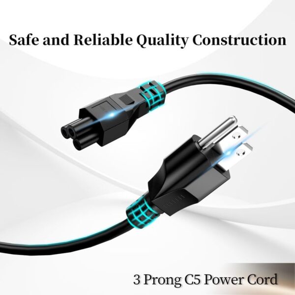 10FT(3m) Long Laptop Power Cord, 3 Prong Mickey Mous AC Power Cord Compatible with HP, Lenovo, Samsung, Acer, Dell, Asus, Toshiba Computer Charger Notebook, LG LCD LED Smart TV Power Cable, 3Pack - Image 4