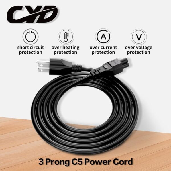 10FT(3m) Long Laptop Power Cord, 3 Prong Mickey Mous AC Power Cord Compatible with HP, Lenovo, Samsung, Acer, Dell, Asus, Toshiba Computer Charger Notebook, LG LCD LED Smart TV Power Cable, 3Pack - Image 5