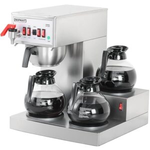 12 Cup Commercial Coffee Maker Auto Filling Drip Coffee Maker Machine with 3 Glass Carafes 3 Warmers Stainless Steel Pour Over Coffee Brewer with Hot Water Dispenser for Restaurant Office Cafe