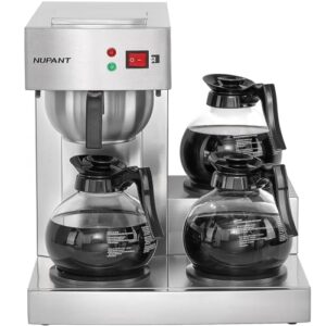 12 Cup Commercial Coffee Maker, Drip Coffee Maker Machine with 3 Warmers Plate and 3 Glass Decanters, Stainless Steel Pour Over Commercial Coffee Brewer for Restaurant, Office, Cafe Use