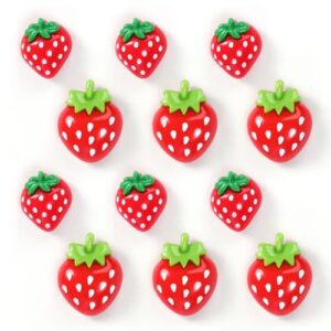 12Pcs Strawberry Refrigerator Magnets, Cute Red Fridge Magnet, Funny Resin Decorative Magnets for Kitchen, Office,Locker Decor (Red Strawberry, 12Pack)