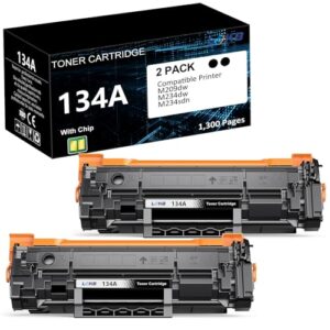 134A Black Toner Cartridges (with Chip) Replacement Compatible for 134A 134X W1340A W1340X Toner Cartridges Work with M209dw MFP M234dw M234sdw M234sdn Printer (2 Black)
