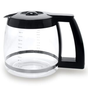 14-Cup Glass Replacement Coffee Carafe Compatible with Cuisinart Coffee Maker Models DCC-2200, DCC-2600, DCC-2800, DCC-3200, and DCC-3200P1, Coffee Pot Decanter Pitcher, Black Handle