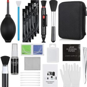 14-in-1 Camera Lens Cleaning Kit – Mirrorless & DSLR Sensor Cleaning Kit for Canon, Sony, Nikon Including Lens Blower, Detergent, Swabs, Cloth, Pen, Brush