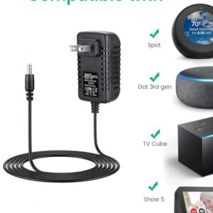 15W Power Adapter for Alexa Fire TV Cube, Echo Dot (3rd / 4th Gen / 5th Gen), Show 5, Spot, Power Cord Supply