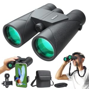 15X45 Professional HD Binoculars for Adults High Powered with Phone Adapter, IPX7 Waterproof Binoculars with Large Eyepiece for Huting Bird Watching Hiking Hunting Cruise Ship