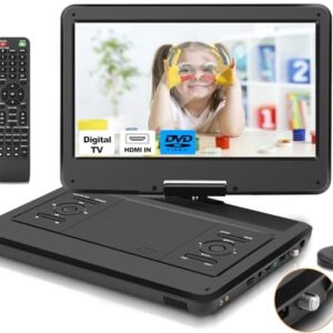 16.5″ Portable TV/DVD Player Combo with 14.0″ Large HD Swivel Screen and Digital TV ATSC Tuner/HDMI/USB/AV/Audio, Built-in Battery, Dual High Volume Stereo Speakers