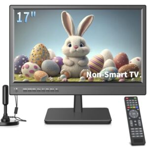 17inch TV,Small Flat Screen TV with ATSC Digital Tuner-HDMI &USB Port in-Dual Power-12 Volt Charger Cable and AC Power Suitable-for Caravan,Kitchen,Bedroom