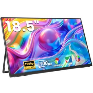 18.5 Inch Portable Computer Monitors,Portable Monitor for Laptop,PC,MacBook,Phone, PS4, Speakers,1080P FHD Display with USB-C & HDMI,Travel Work Home Gaming Monitor with 180° Adjustable Stand