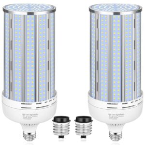 2 Pack 400W Corn LED Light Bulb Fanless,5000K Daylight(Eqv.1,200w Mh/Hps/Hid) Non-Dimmable E26/E39 Large Mogul Base LED Cob Lamp 57,000LM for Garage Warehouse Factory Workshop Street Backyard