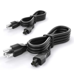 (2 Pack) 4FT 3 Prong Mickey Mous AC Power Cord Made for HP, Acer, Dell, Lenovo, Samsung, Asus, Toshiba, Sony Laptop Computer Notebook, LG LCD LED Smart TV, Monitor, Epson Printer Power Cable