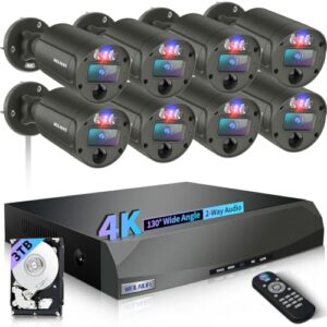 【2-Way Audio】 Outdoor Wired Security Camera System, Wired Cameras for Home Security, Home POE Video Surveillance Systems