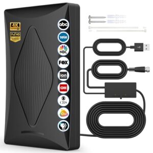 2025 TV Antenna Indoor Antenna for Smart TV, 2200+ Miles Long Range Reception tv Antenna with Amplifier Signal Booster for Local Channels, Clear Reception for 4K 1080p HD