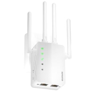 2025 WiFi Extender Signal Booster – 10X Faster WiFi 5 WiFi Booster for Home, 15000 Sq.Ft Long Range Coverage, Dual Band Gigabit Ethernet Port, 1-Tap Setup, Supports 80+ Devices, Works with All Routers