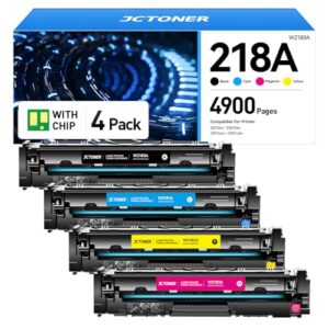 218A Toner Cartridge Set (with chip 4-Pack) Replacement for HP 218A W2180A W2181A W2182A W2183A 218X W2180X Compatible with HP Color Laserjet Pro MFP 3301cdw 3301fdw 3301sdw 3201dw Printer Ink Black