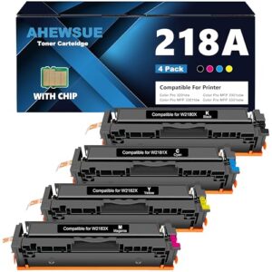 218A Toner Cartridges 4 Pack (with Chip) Compatible Replacement for MFP 3301fdw Toner for HP 218X 218A Color Laserjet Pro MFP 3301fdw 3301cdw 3201dw 3301sdw Printer High Yield W2180A (B/C/Y/M)