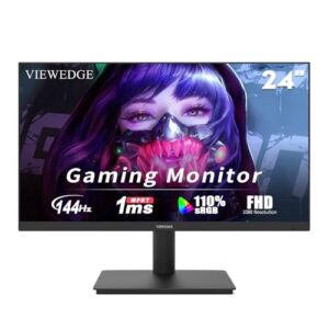 24 Inch Gaming Monitor 1080p 144hz, IPS 1ms FHD Computer Monitor with 110% sRGB, Bluelight Filter, HDMI & VGA Port, Support Wall Mount