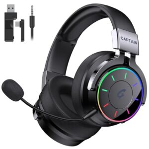2.4GHz Wireless Gaming Headset for PC, PS5, PS4 – RGB Light, 60 HR Battery, 7.1 Surround Sound, Bluetooth 5.4 Gaming Headphones with Mic (Black)