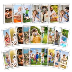 25 Packs Acrylic Magnetic Picture Frame for Refrigerator, Mini Wallet Size Picture Frames, Clear Magnet Photo Frames Holder for Polaroid Instax Mini Fuji Film, 2.36 x 3.54 Inch