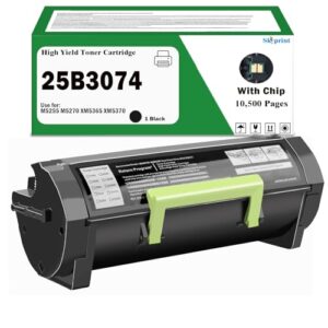 25B3074 Toner Cartridge High Yeild Black 10,500 Pages Compatible Lexmar 25B3074 Toner Cartridge Use for Lexmar M5255 M5270 XM5365 XM5370 Printer