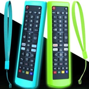 2Pack Case for LG TV Remote, Cover for LG Remote Control for Smart TV, Battery Cover Replacement Sleeve Skin Glow in The Dark Green and Blue