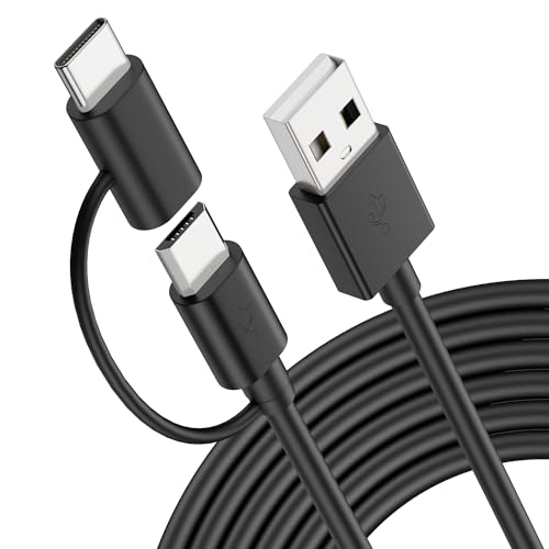 2in1 Tablet Charger Cord Replacement for All Amazons Kindle Fire HD 6 7 8 10, Kids E-Reader, Oasis Paperwhite, TV Stick, Android Micro USB Charging Cable with Type C Adapter