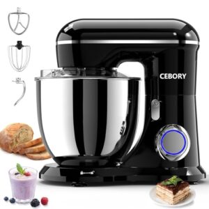 3-IN-1 Electric Stand Mixer, 6.5QT Bowl 660W 10-Speed Kitchen Mixer, Household Food Mixers include Dough Hook, Beater and Whisk, Bread Cake Mixer for Baking and Most Home Cooks, Black