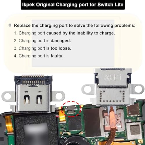 3-Pack Charging Port Replacement for Nintendo Switch Lite, USB C Type-C SYNC & Charge Socket Connector Replacement for NS Lite HDH-001 - Image 3
