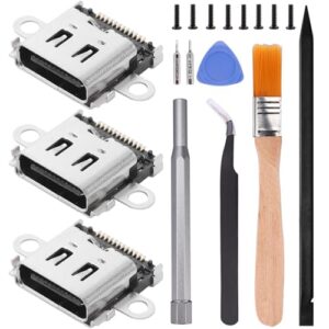 3-Pack Charging Port Replacement for Nintendo Switch Lite, USB C Type-C SYNC & Charge Socket Connector Replacement for NS Lite HDH-001