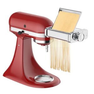 3-in-1 Pasta Attachment for KitchenAid Stand Mixer – Stainless Steel Pasta Maker includes Roller, Spaghetti & Fettuccine Cutters | Professional Pasta Accessories for Homemade Noodles & Italian Cuisine