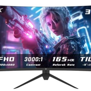 32 Inch Curved Gaming Monitor, FHD 1080P 165Hz PC Monitor, 1500R, 122% sRGB with HDR, FreeSync Premium, HDMI 2.0×2, DisplayPort 1.4, VESA Compatible, Tilt Adjustable, Eye Care, H32S17C