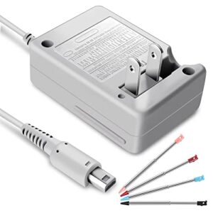 3DS Charger Kit Compatible with Nintendo 3DS/ New 3DS XL/DSi/DSi XL/2DS/ 2DS XL 100-240V Wall Plug Adapter with 4 Metal Retractable Stylus Pen for 3DS/3DS XL/3DS LL