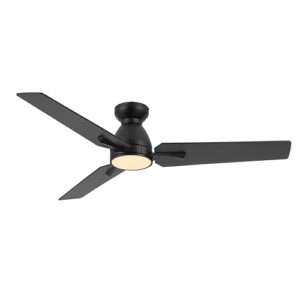 44″ Ceiling Fan with Light and Remote, Low Profile Flush Mount Ceiling Fan, Noiseless Reversible DC Motor, for Bedroom/Living Room/Porch Black