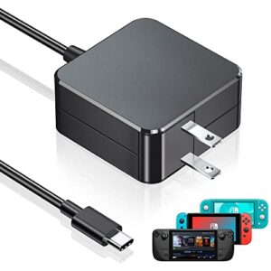 45W Charger for Steam Deck and Switch, AC Adapter Steam Charger Fast USB-C Steam Power Adapter for Nintendo Switch/Lite/OLED/Xbox Controller/Phone with 5.9FT USB Type C Cable