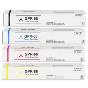 4PK High Yield GPR-66 GPR66 Toner Cartridge (5753C003AA 5754C003AA 5755C003AA 5756C003AA) Replacement for Canon ImageRUNNER Advance DX C3926i DX C3930i DX C3935i Printer
