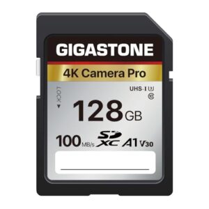 [5-Yrs Free Data Recovery] GIGASTONE 128GB Memory Card 4K Pro Series Speed Up to 100MB/s Compatible with Canon Nikon Sony Camcorder, A1 V30 UHS-I