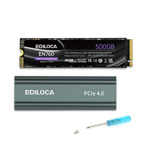 500GB M2 NVME SSD with Heatsink – PCIe Gen4.0 NVMe M.2 2280 3D NAND TLC, 4800MB/s Read, Internal Solid State Drive for PS5/PC, Dynamic SLC Cache, PS5 Storage Expansion, 5-Year Warranty(EN760)