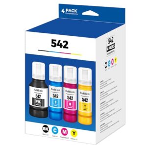 542 Ink Refill Bottles ET-5150 ET-5850 ET-5170 ET-16650 Ink Refill Ink 542 4 Pack Ink 542 Compatible for ET 5150 ET 5850 ET-5800 ET 5170 ET-16600 ET-5180 ST-C8000 ST-C8000 ST-C5000 ST-C8090 ET5150